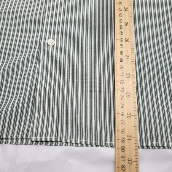 1901 Mens Dress Shirt 17 34-35 Athletic Fit Long Sleeve Cotton Striped Green - Picture 14 of 15